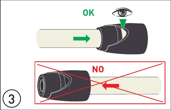 Installation step Push the adapter onto the pipe up to the stop – pictogram from the GF installation instructions