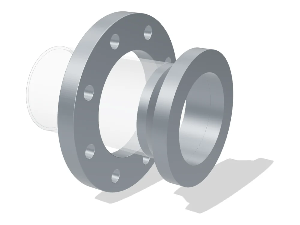 loose flange type 04 with weld-neck collar 34, DN 100 PN 16 – 3D view