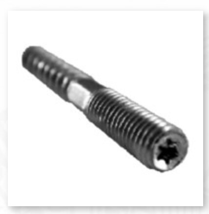Stockschraube mit grobem Holzgewinde auf der einen und metrischem Gewinde auf der anderen Seite, Torx-Antrieb