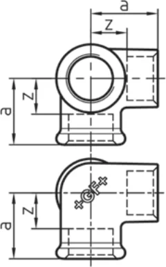 Croquis coté du raccord n° 221 avec les lettres de cotes du tableau