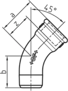 Croquis coté du raccord n° 40 avec les lettres de cotes du tableau