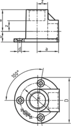 Croquis coté du raccord n° 471 avec les lettres de cotes du tableau