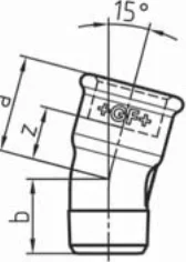 Croquis coté du raccord n° 53 avec les lettres de cotes du tableau