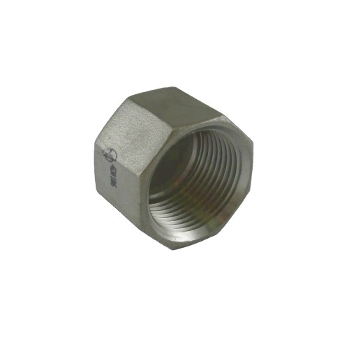 Hexagon cap of stainless steel with internal thread – it goes over the pipe