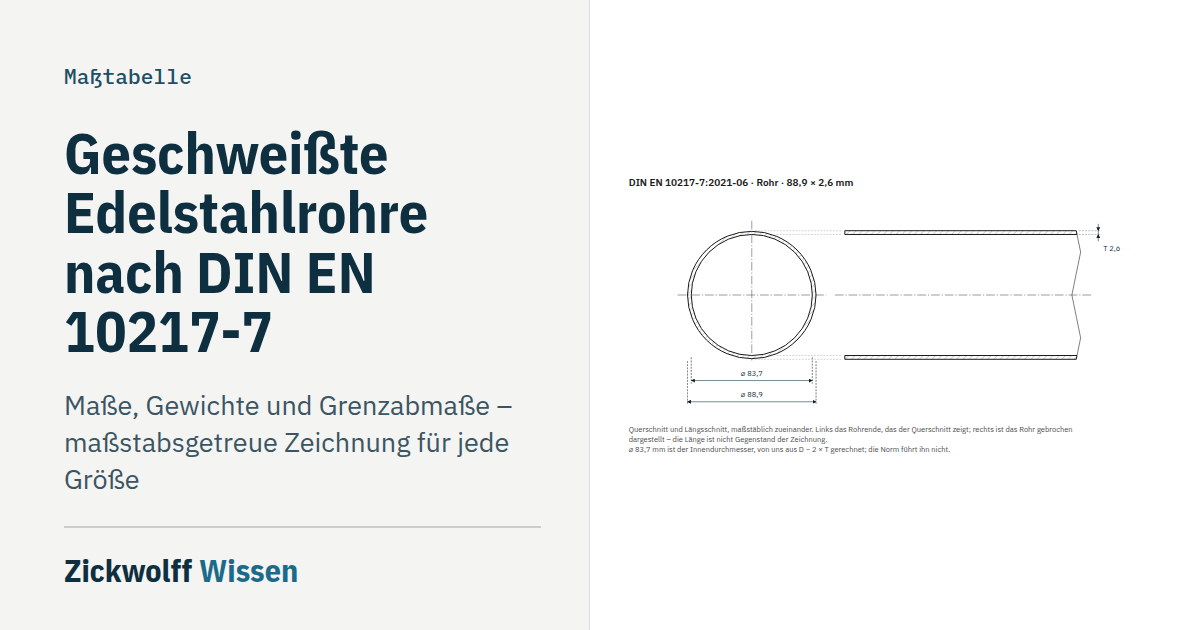 Maßzeichnung: Geschweißte Edelstahlrohre